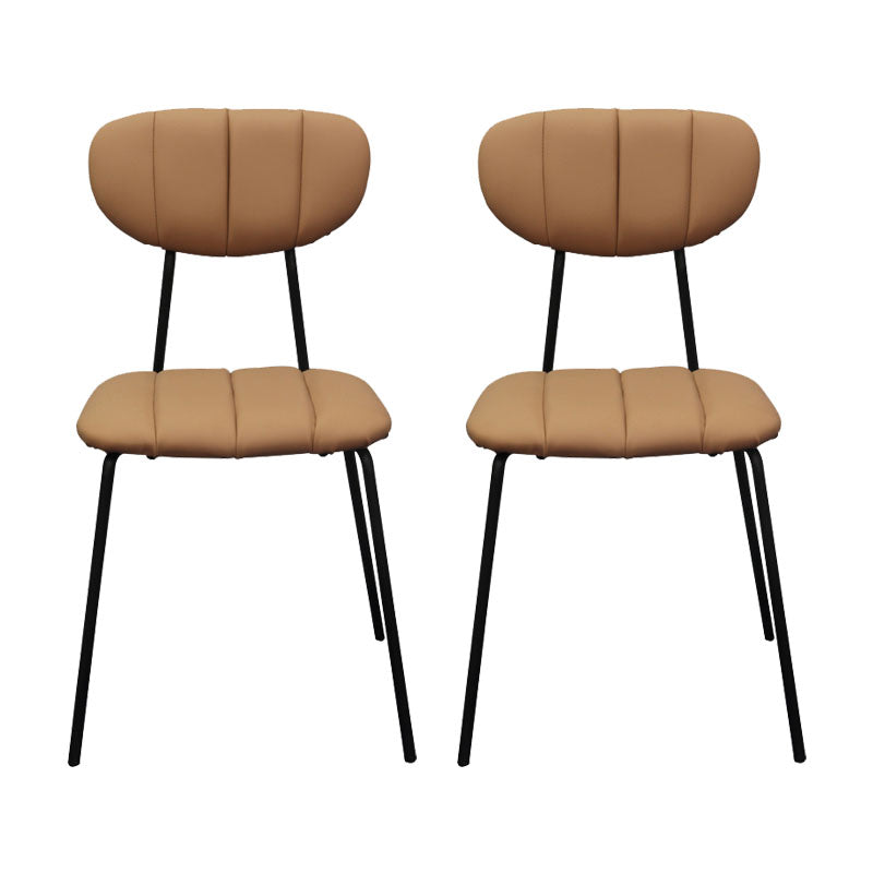 Minimalist Style Upholstered Armless Dining Chairs Open Back Dining Side Chairs Khaki 2 Piece Set Clearhalo ' kitchen&dining_furn' 'Dining Chairs' 'Dining Tables & Seating' 'dining_chair' 'furn' 'furn_dining_chair' 'Furniture' 'furniture_dining_chair' 'Kitchen & Dining Furniture' 'kitchen' 4096137