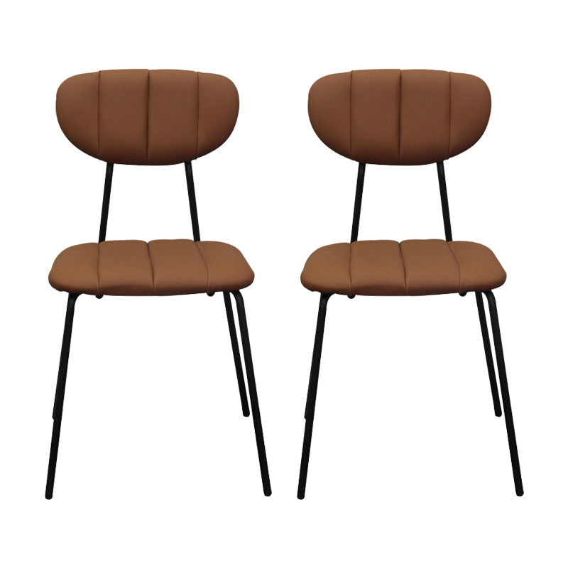 Minimalist Style Upholstered Armless Dining Chairs Open Back Dining Side Chairs Coffee 2 Piece Set Clearhalo ' kitchen&dining_furn' 'Dining Chairs' 'Dining Tables & Seating' 'dining_chair' 'furn' 'furn_dining_chair' 'Furniture' 'furniture_dining_chair' 'Kitchen & Dining Furniture' 'kitchen' 4096146