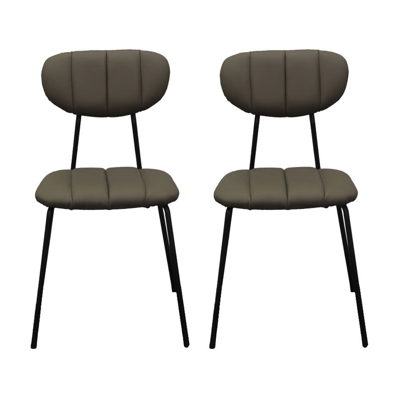 Minimalist Style Upholstered Armless Dining Chairs Open Back Dining Side Chairs Dark Gray 2 Piece Set Clearhalo ' kitchen&dining_furn' 'Dining Chairs' 'Dining Tables & Seating' 'dining_chair' 'furn' 'furn_dining_chair' 'Furniture' 'furniture_dining_chair' 'Kitchen & Dining Furniture' 'kitchen' 4096149