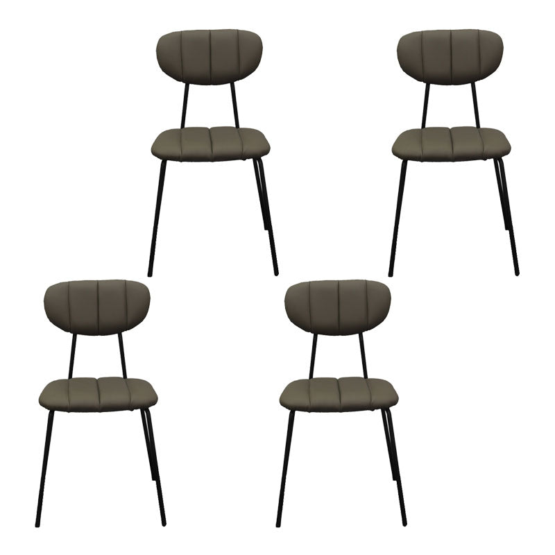 Minimalist Style Upholstered Armless Dining Chairs Open Back Dining Side Chairs Dark Gray 4 Piece Set Clearhalo ' kitchen&dining_furn' 'Dining Chairs' 'Dining Tables & Seating' 'dining_chair' 'furn' 'furn_dining_chair' 'Furniture' 'furniture_dining_chair' 'Kitchen & Dining Furniture' 'kitchen' 4096150