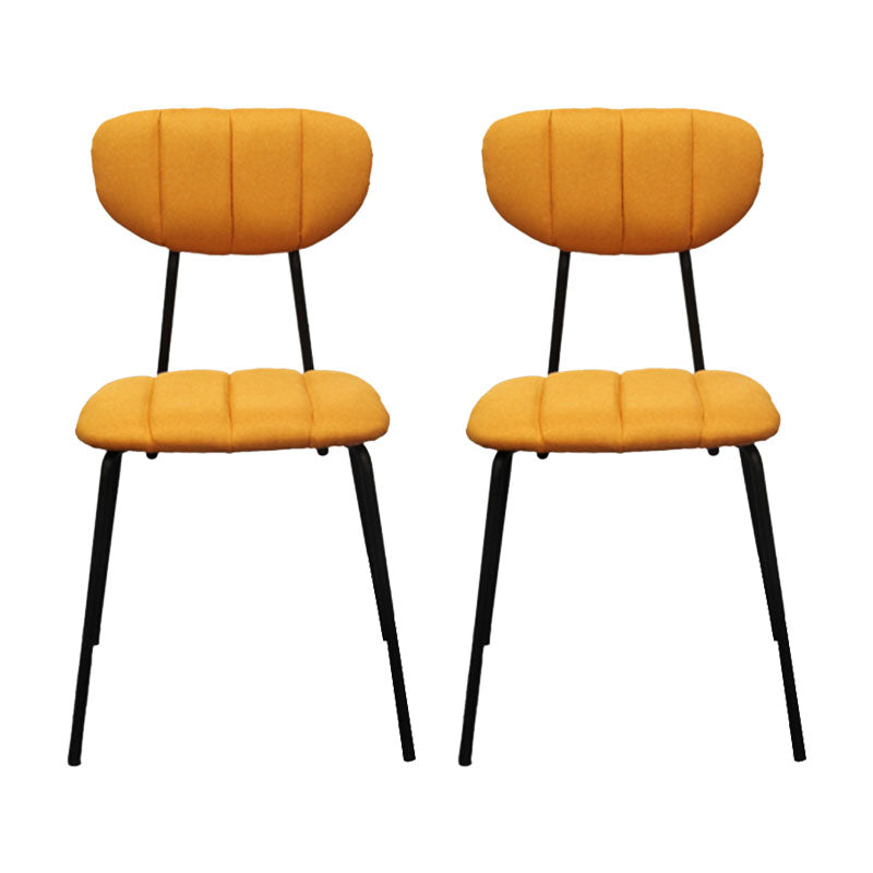 Minimalist Style Upholstered Armless Dining Chairs Open Back Dining Side Chairs Orange 2 Piece Set Clearhalo ' kitchen&dining_furn' 'Dining Chairs' 'Dining Tables & Seating' 'dining_chair' 'furn' 'furn_dining_chair' 'Furniture' 'furniture_dining_chair' 'Kitchen & Dining Furniture' 'kitchen' 4096155