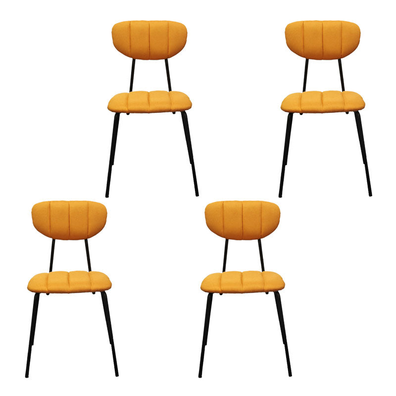 Minimalist Style Upholstered Armless Dining Chairs Open Back Dining Side Chairs Orange 4 Piece Set Clearhalo ' kitchen&dining_furn' 'Dining Chairs' 'Dining Tables & Seating' 'dining_chair' 'furn' 'furn_dining_chair' 'Furniture' 'furniture_dining_chair' 'Kitchen & Dining Furniture' 'kitchen' 4096156