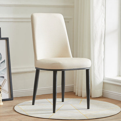 Modern Indoor-Outdoor Dining Chair Metal Armless Cushioned Solid Back Chair Off-White 1 Piece Black Clearhalo ' kitchen&dining_furn' 'Dining Chairs' 'Dining Tables & Seating' 'dining_chair' 'furn' 'furn_dining_chair' 'Furniture' 'furniture_dining_chair' 'Kitchen & Dining Furniture' 'kitchen' 4096159