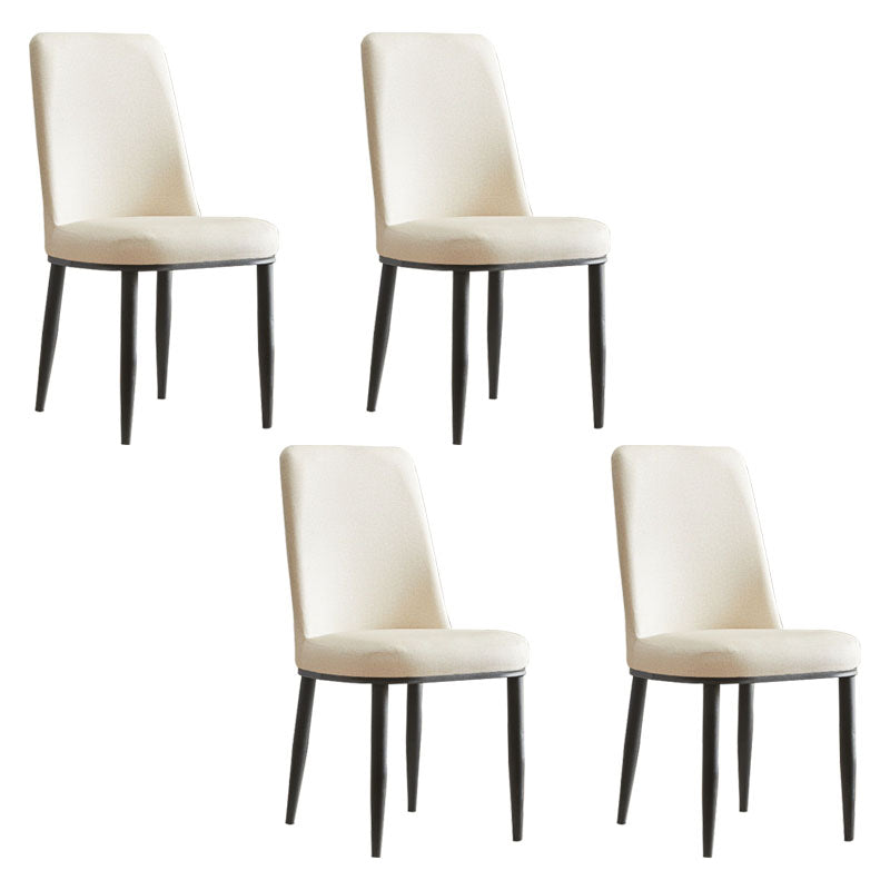 Modern Indoor-Outdoor Dining Chair Metal Armless Cushioned Solid Back Chair Off-White 4 Piece Set Black Clearhalo ' kitchen&dining_furn' 'Dining Chairs' 'Dining Tables & Seating' 'dining_chair' 'furn' 'furn_dining_chair' 'Furniture' 'furniture_dining_chair' 'Kitchen & Dining Furniture' 'kitchen' 4096163