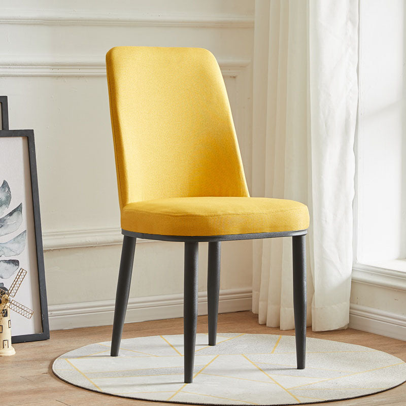 Modern Indoor-Outdoor Dining Chair Metal Armless Cushioned Solid Back Chair Yellow 1 Piece Black Clearhalo ' kitchen&dining_furn' 'Dining Chairs' 'Dining Tables & Seating' 'dining_chair' 'furn' 'furn_dining_chair' 'Furniture' 'furniture_dining_chair' 'Kitchen & Dining Furniture' 'kitchen' 4096164