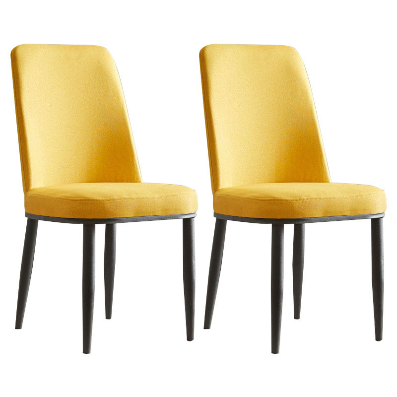 Modern Indoor-Outdoor Dining Chair Metal Armless Cushioned Solid Back Chair Yellow 2 Piece Set Black Clearhalo ' kitchen&dining_furn' 'Dining Chairs' 'Dining Tables & Seating' 'dining_chair' 'furn' 'furn_dining_chair' 'Furniture' 'furniture_dining_chair' 'Kitchen & Dining Furniture' 'kitchen' 4096167