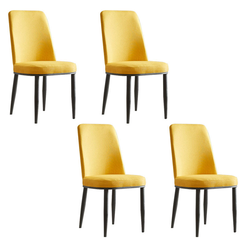 Modern Indoor-Outdoor Dining Chair Metal Armless Cushioned Solid Back Chair Yellow 4 Piece Set Black Clearhalo ' kitchen&dining_furn' 'Dining Chairs' 'Dining Tables & Seating' 'dining_chair' 'furn' 'furn_dining_chair' 'Furniture' 'furniture_dining_chair' 'Kitchen & Dining Furniture' 'kitchen' 4096169