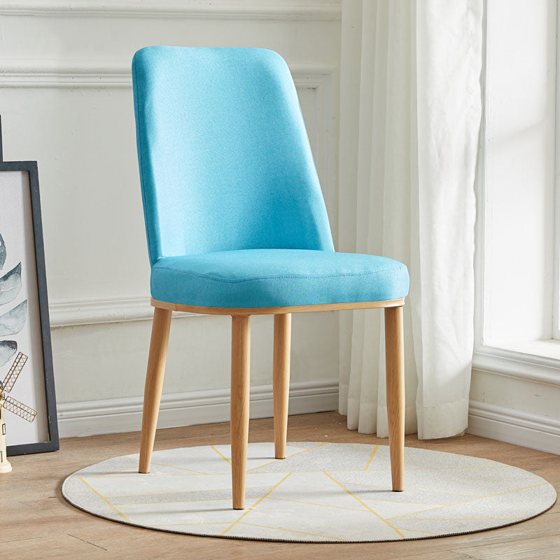 Modern Indoor-Outdoor Dining Chair Metal Armless Cushioned Solid Back Chair Blue 1 Piece Natural Wood Clearhalo ' kitchen&dining_furn' 'Dining Chairs' 'Dining Tables & Seating' 'dining_chair' 'furn' 'furn_dining_chair' 'Furniture' 'furniture_dining_chair' 'Kitchen & Dining Furniture' 'kitchen' 4096170