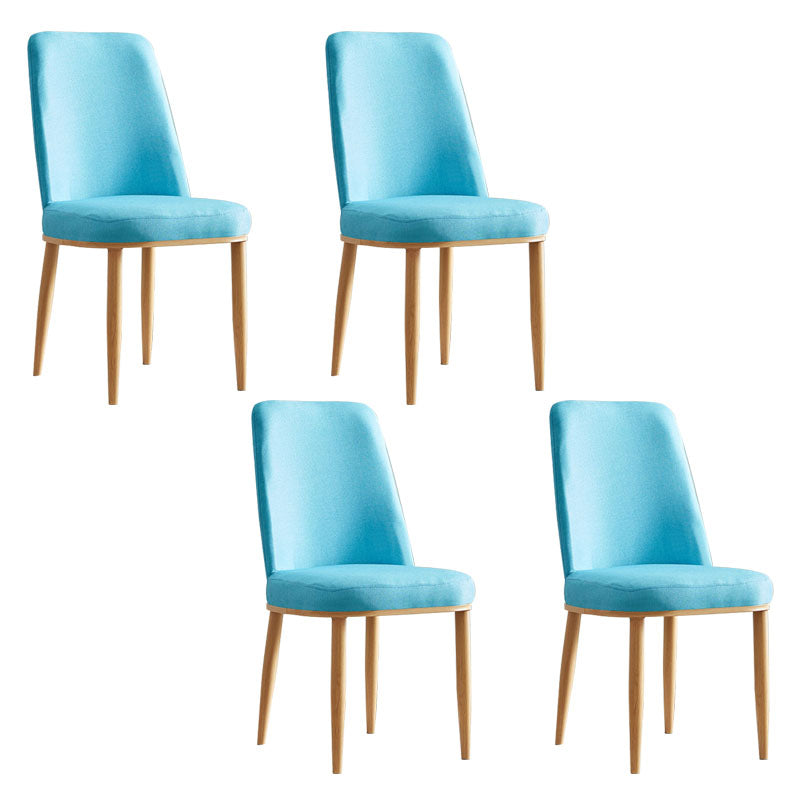 Modern Indoor-Outdoor Dining Chair Metal Armless Cushioned Solid Back Chair Blue 4 Piece Set Natural Wood Clearhalo ' kitchen&dining_furn' 'Dining Chairs' 'Dining Tables & Seating' 'dining_chair' 'furn' 'furn_dining_chair' 'Furniture' 'furniture_dining_chair' 'Kitchen & Dining Furniture' 'kitchen' 4096174