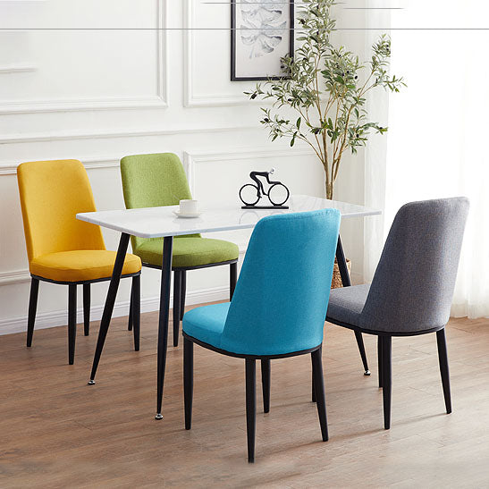 Modern Indoor-Outdoor Dining Chair Metal Armless Cushioned Solid Back Chair Clearhalo ' kitchen&dining_furn' 'Dining Chairs' 'Dining Tables & Seating' 'dining_chair' 'furn' 'furn_dining_chair' 'Furniture' 'furniture_dining_chair' 'Kitchen & Dining Furniture' 'kitchen' 4096175