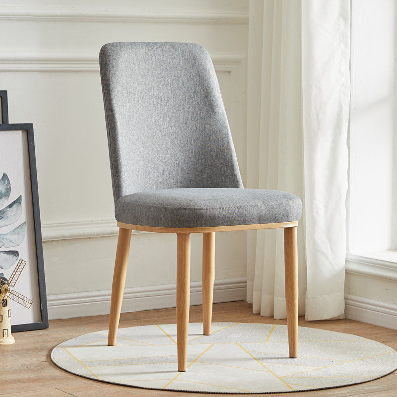 Modern Indoor-Outdoor Dining Chair Metal Armless Cushioned Solid Back Chair Grey 1 Piece Natural Wood Clearhalo ' kitchen&dining_furn' 'Dining Chairs' 'Dining Tables & Seating' 'dining_chair' 'furn' 'furn_dining_chair' 'Furniture' 'furniture_dining_chair' 'Kitchen & Dining Furniture' 'kitchen' 4096176