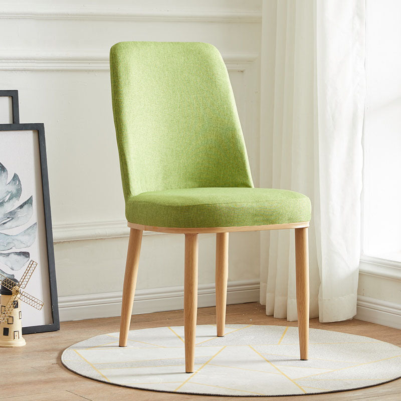 Modern Indoor-Outdoor Dining Chair Metal Armless Cushioned Solid Back Chair Green 1 Piece Natural Wood Clearhalo ' kitchen&dining_furn' 'Dining Chairs' 'Dining Tables & Seating' 'dining_chair' 'furn' 'furn_dining_chair' 'Furniture' 'furniture_dining_chair' 'Kitchen & Dining Furniture' 'kitchen' 4096186