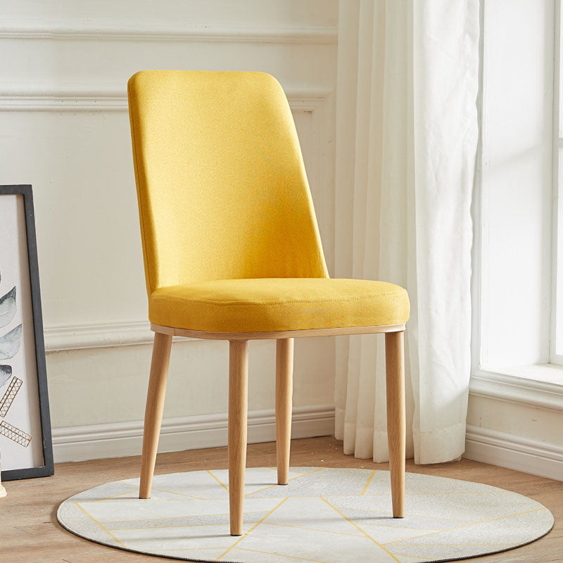 Modern Indoor-Outdoor Dining Chair Metal Armless Cushioned Solid Back Chair Yellow 1 Piece Natural Wood Clearhalo ' kitchen&dining_furn' 'Dining Chairs' 'Dining Tables & Seating' 'dining_chair' 'furn' 'furn_dining_chair' 'Furniture' 'furniture_dining_chair' 'Kitchen & Dining Furniture' 'kitchen' 4096189