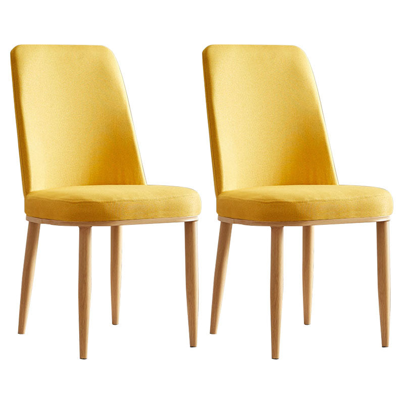Modern Indoor-Outdoor Dining Chair Metal Armless Cushioned Solid Back Chair Yellow 2 Piece Set Natural Wood Clearhalo ' kitchen&dining_furn' 'Dining Chairs' 'Dining Tables & Seating' 'dining_chair' 'furn' 'furn_dining_chair' 'Furniture' 'furniture_dining_chair' 'Kitchen & Dining Furniture' 'kitchen' 4096190