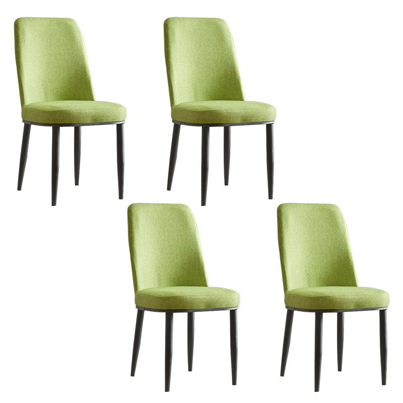 Modern Indoor-Outdoor Dining Chair Metal Armless Cushioned Solid Back Chair Green 4 Piece Set Black Clearhalo ' kitchen&dining_furn' 'Dining Chairs' 'Dining Tables & Seating' 'dining_chair' 'furn' 'furn_dining_chair' 'Furniture' 'furniture_dining_chair' 'Kitchen & Dining Furniture' 'kitchen' 4096194