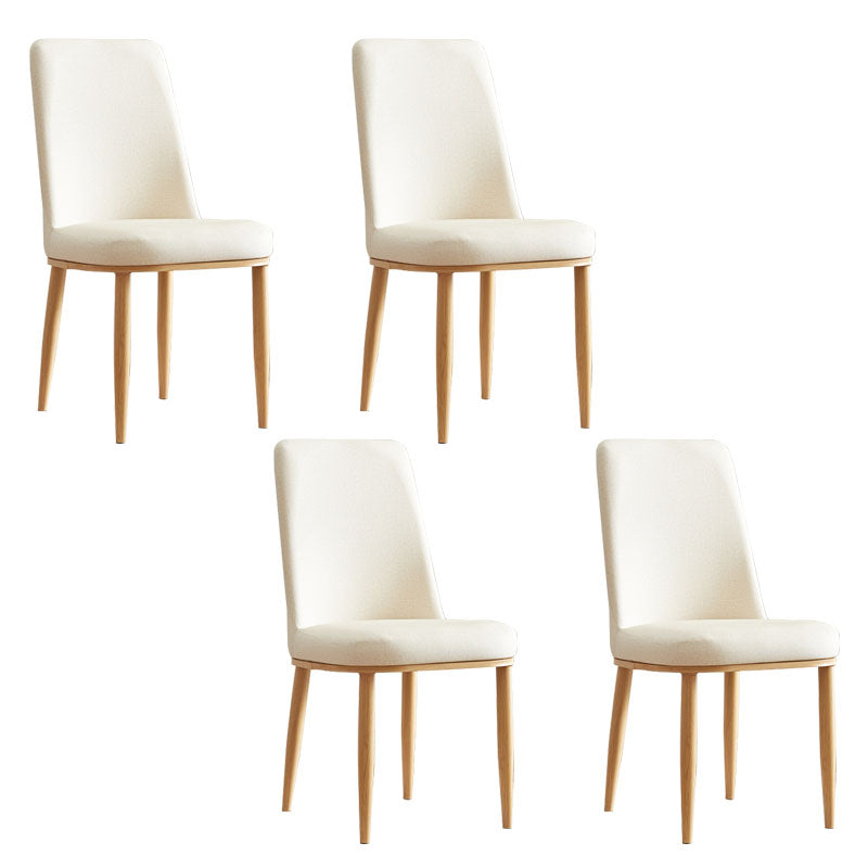 Modern Indoor-Outdoor Dining Chair Metal Armless Cushioned Solid Back Chair Off-White 4 Piece Set Natural Wood Clearhalo ' kitchen&dining_furn' 'Dining Chairs' 'Dining Tables & Seating' 'dining_chair' 'furn' 'furn_dining_chair' 'Furniture' 'furniture_dining_chair' 'Kitchen & Dining Furniture' 'kitchen' 4096197