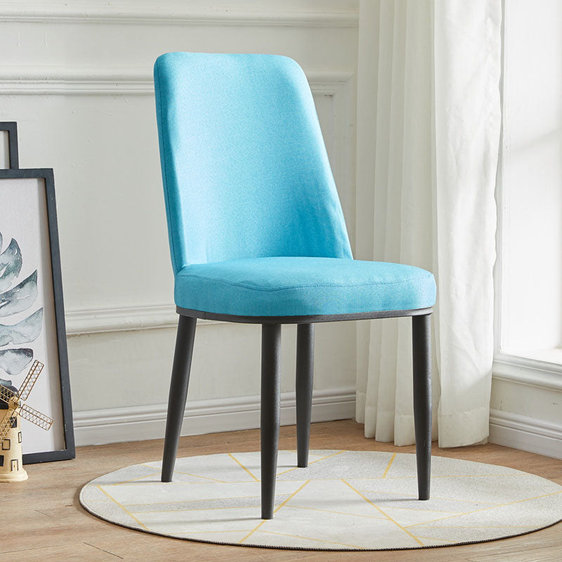 Modern Indoor-Outdoor Dining Chair Metal Armless Cushioned Solid Back Chair Blue 1 Piece Black Clearhalo ' kitchen&dining_furn' 'Dining Chairs' 'Dining Tables & Seating' 'dining_chair' 'furn' 'furn_dining_chair' 'Furniture' 'furniture_dining_chair' 'Kitchen & Dining Furniture' 'kitchen' 4096198