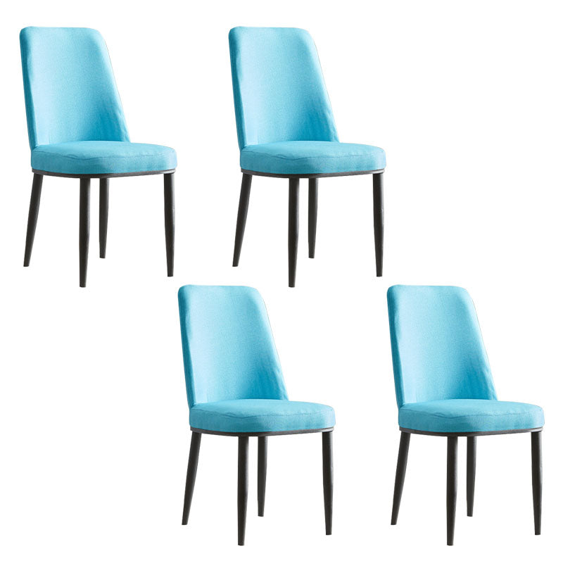 Modern Indoor-Outdoor Dining Chair Metal Armless Cushioned Solid Back Chair Blue 4 Piece Set Black Clearhalo ' kitchen&dining_furn' 'Dining Chairs' 'Dining Tables & Seating' 'dining_chair' 'furn' 'furn_dining_chair' 'Furniture' 'furniture_dining_chair' 'Kitchen & Dining Furniture' 'kitchen' 4096200