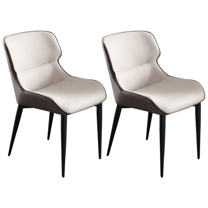 Contemporary Style Leather Dining Chairs Wingback Parsons Arm Chairs (Set of 2) White Clearhalo ' kitchen&dining_furn' 'Dining Chairs' 'Dining Tables & Seating' 'dining_chair' 'furn' 'furn_dining_chair' 'Furniture' 'furniture_dining_chair' 'Kitchen & Dining Furniture' 'kitchen' 4096203