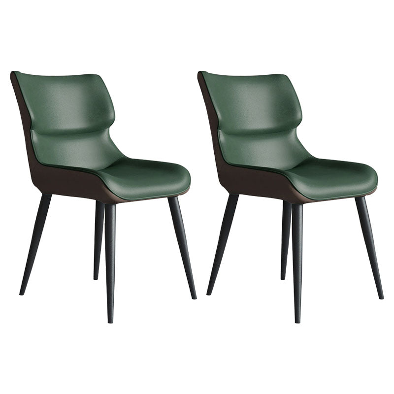 Contemporary Style Leather Dining Chairs Wingback Parsons Arm Chairs (Set of 2) Green Clearhalo ' kitchen&dining_furn' 'Dining Chairs' 'Dining Tables & Seating' 'dining_chair' 'furn' 'furn_dining_chair' 'Furniture' 'furniture_dining_chair' 'Kitchen & Dining Furniture' 'kitchen' 4096204