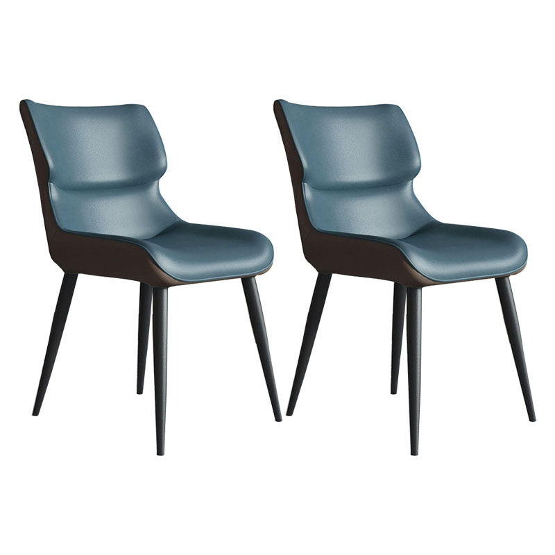 Contemporary Style Leather Dining Chairs Wingback Parsons Arm Chairs (Set of 2) Dark Blue Clearhalo ' kitchen&dining_furn' 'Dining Chairs' 'Dining Tables & Seating' 'dining_chair' 'furn' 'furn_dining_chair' 'Furniture' 'furniture_dining_chair' 'Kitchen & Dining Furniture' 'kitchen' 4096206