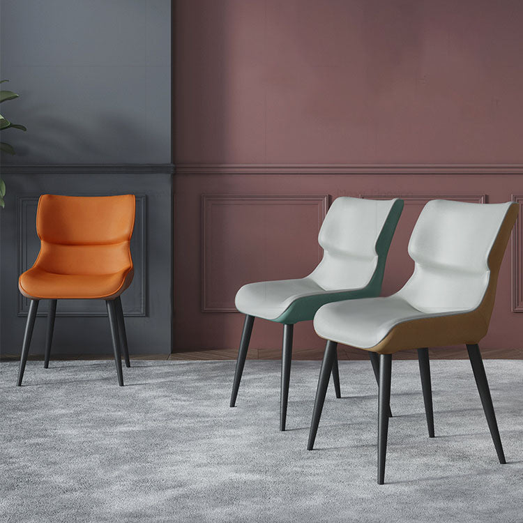 Contemporary Style Leather Dining Chairs Wingback Parsons Arm Chairs (Set of 2) Clearhalo ' kitchen&dining_furn' 'Dining Chairs' 'Dining Tables & Seating' 'dining_chair' 'furn' 'furn_dining_chair' 'Furniture' 'furniture_dining_chair' 'Kitchen & Dining Furniture' 'kitchen' 4096209