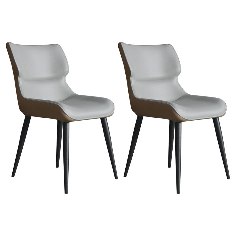 Contemporary Style Leather Dining Chairs Wingback Parsons Arm Chairs (Set of 2) Gray Coffee Clearhalo ' kitchen&dining_furn' 'Dining Chairs' 'Dining Tables & Seating' 'dining_chair' 'furn' 'furn_dining_chair' 'Furniture' 'furniture_dining_chair' 'Kitchen & Dining Furniture' 'kitchen' 4096210