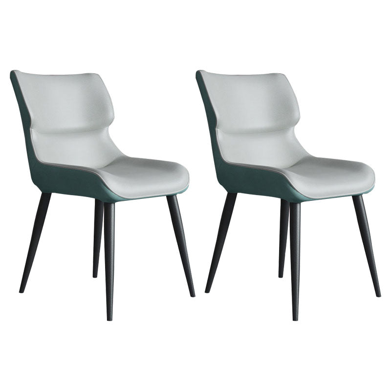 Contemporary Style Leather Dining Chairs Wingback Parsons Arm Chairs (Set of 2) Gray-Green Clearhalo ' kitchen&dining_furn' 'Dining Chairs' 'Dining Tables & Seating' 'dining_chair' 'furn' 'furn_dining_chair' 'Furniture' 'furniture_dining_chair' 'Kitchen & Dining Furniture' 'kitchen' 4096212