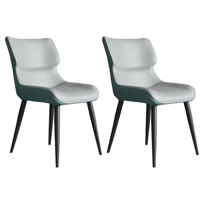 Contemporary Style Leather Dining Chairs Wingback Parsons Arm Chairs (Set of 2) Gray-Green Clearhalo ' kitchen&dining_furn' 'Dining Chairs' 'Dining Tables & Seating' 'dining_chair' 'furn' 'furn_dining_chair' 'Furniture' 'furniture_dining_chair' 'Kitchen & Dining Furniture' 'kitchen' 4096212