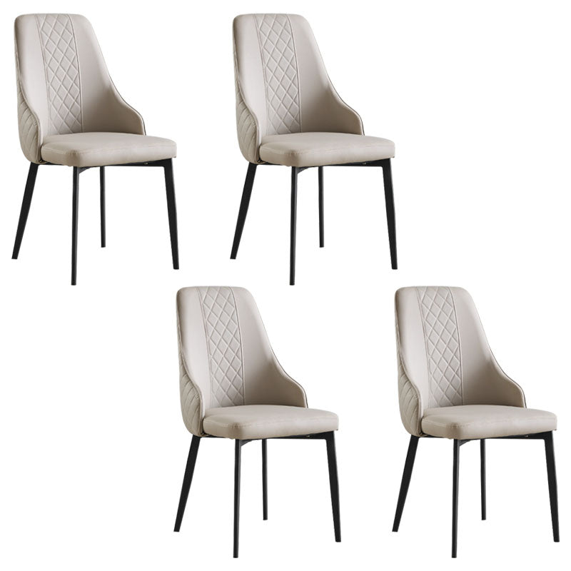 Contemporary Style Parsons Dining Side Chairs Upholstered Armless Dining Chairs Light Gray 4 Piece Set Clearhalo ' kitchen&dining_furn' 'Dining Chairs' 'Dining Tables & Seating' 'dining_chair' 'furn' 'furn_dining_chair' 'Furniture' 'furniture_dining_chair' 'Kitchen & Dining Furniture' 'kitchen' 4096221