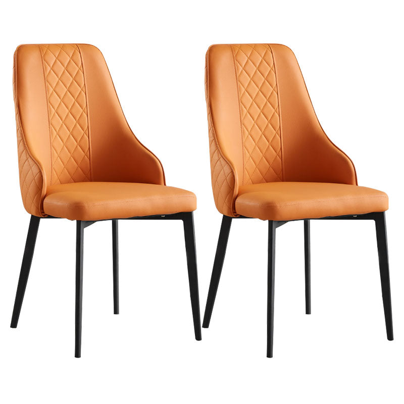 Contemporary Style Parsons Dining Side Chairs Upholstered Armless Dining Chairs Orange 2 Piece Set Clearhalo ' kitchen&dining_furn' 'Dining Chairs' 'Dining Tables & Seating' 'dining_chair' 'furn' 'furn_dining_chair' 'Furniture' 'furniture_dining_chair' 'Kitchen & Dining Furniture' 'kitchen' 4096224