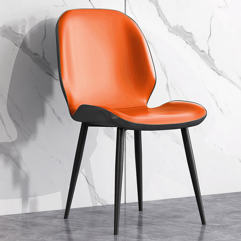 Minimalist Style Wingback Parsons Chairs Armless Dining Chairs for Kitchen Orange 1 Piece Clearhalo ' kitchen&dining_furn' 'Dining Chairs' 'Dining Tables & Seating' 'dining_chair' 'furn' 'furn_dining_chair' 'Furniture' 'furniture_dining_chair' 'Kitchen & Dining Furniture' 'kitchen' 4096278