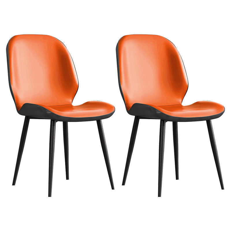 Minimalist Style Wingback Parsons Chairs Armless Dining Chairs for Kitchen Orange 2 Piece Set Clearhalo ' kitchen&dining_furn' 'Dining Chairs' 'Dining Tables & Seating' 'dining_chair' 'furn' 'furn_dining_chair' 'Furniture' 'furniture_dining_chair' 'Kitchen & Dining Furniture' 'kitchen' 4096279