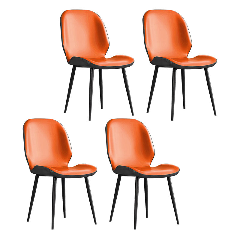 Minimalist Style Wingback Parsons Chairs Armless Dining Chairs for Kitchen Orange 4 Piece Set Clearhalo ' kitchen&dining_furn' 'Dining Chairs' 'Dining Tables & Seating' 'dining_chair' 'furn' 'furn_dining_chair' 'Furniture' 'furniture_dining_chair' 'Kitchen & Dining Furniture' 'kitchen' 4096280