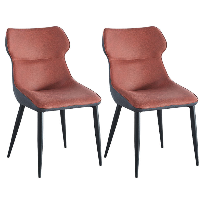 Contemporary Faux Leather Dining Chairs Wingback Armless Chairs for Kitchen Orange 2 Piece Set Clearhalo ' kitchen&dining_furn' 'Dining Chairs' 'Dining Tables & Seating' 'dining_chair' 'furn' 'furn_dining_chair' 'Furniture' 'furniture_dining_chair' 'Kitchen & Dining Furniture' 'kitchen' 4096294