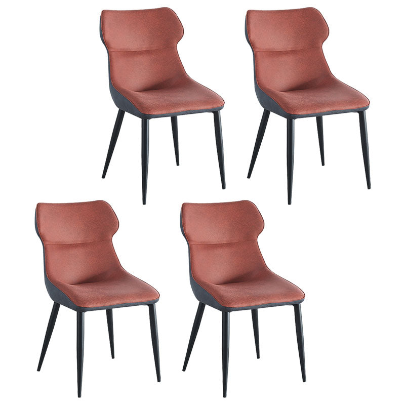 Contemporary Faux Leather Dining Chairs Wingback Armless Chairs for Kitchen Orange 4 Piece Set Clearhalo ' kitchen&dining_furn' 'Dining Chairs' 'Dining Tables & Seating' 'dining_chair' 'furn' 'furn_dining_chair' 'Furniture' 'furniture_dining_chair' 'Kitchen & Dining Furniture' 'kitchen' 4096295