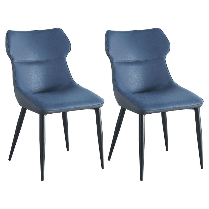 Contemporary Faux Leather Dining Chairs Wingback Armless Chairs for Kitchen Navy 2 Piece Set Clearhalo ' kitchen&dining_furn' 'Dining Chairs' 'Dining Tables & Seating' 'dining_chair' 'furn' 'furn_dining_chair' 'Furniture' 'furniture_dining_chair' 'Kitchen & Dining Furniture' 'kitchen' 4096311