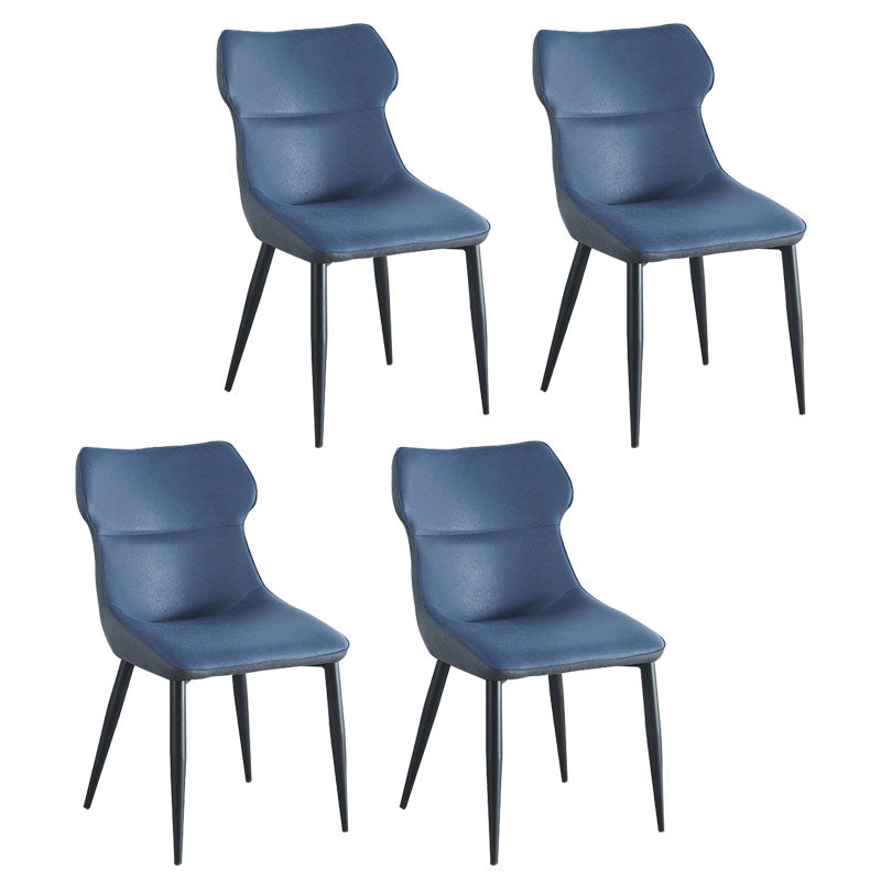 Contemporary Faux Leather Dining Chairs Wingback Armless Chairs for Kitchen Navy 4 Piece Set Clearhalo ' kitchen&dining_furn' 'Dining Chairs' 'Dining Tables & Seating' 'dining_chair' 'furn' 'furn_dining_chair' 'Furniture' 'furniture_dining_chair' 'Kitchen & Dining Furniture' 'kitchen' 4096313