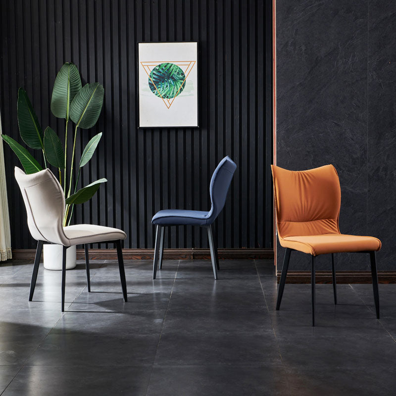 Contemporary PU Leather Dining Chairs Armless Solid Back Side Chairs for Home Use Clearhalo ' kitchen&dining_furn' 'Dining Chairs' 'Dining Tables & Seating' 'dining_chair' 'furn' 'furn_dining_chair' 'Furniture' 'furniture_dining_chair' 'Kitchen & Dining Furniture' 'kitchen' 4096315