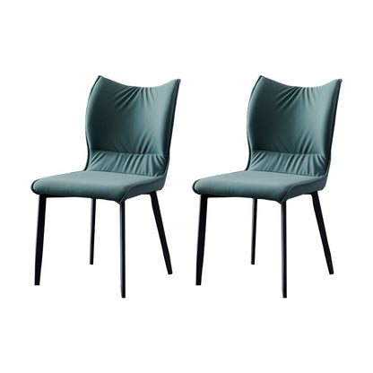 Contemporary PU Leather Dining Chairs Armless Solid Back Side Chairs for Home Use Green 2 Piece Set Clearhalo ' kitchen&dining_furn' 'Dining Chairs' 'Dining Tables & Seating' 'dining_chair' 'furn' 'furn_dining_chair' 'Furniture' 'furniture_dining_chair' 'Kitchen & Dining Furniture' 'kitchen' 4096316