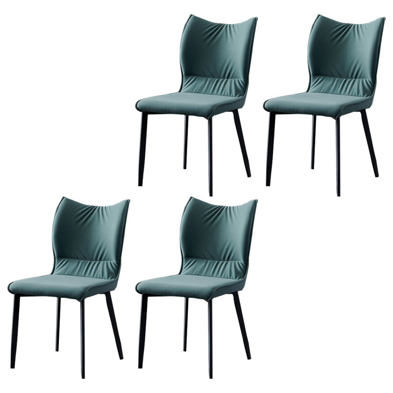 Contemporary PU Leather Dining Chairs Armless Solid Back Side Chairs for Home Use Green 4 Piece Set Clearhalo ' kitchen&dining_furn' 'Dining Chairs' 'Dining Tables & Seating' 'dining_chair' 'furn' 'furn_dining_chair' 'Furniture' 'furniture_dining_chair' 'Kitchen & Dining Furniture' 'kitchen' 4096317