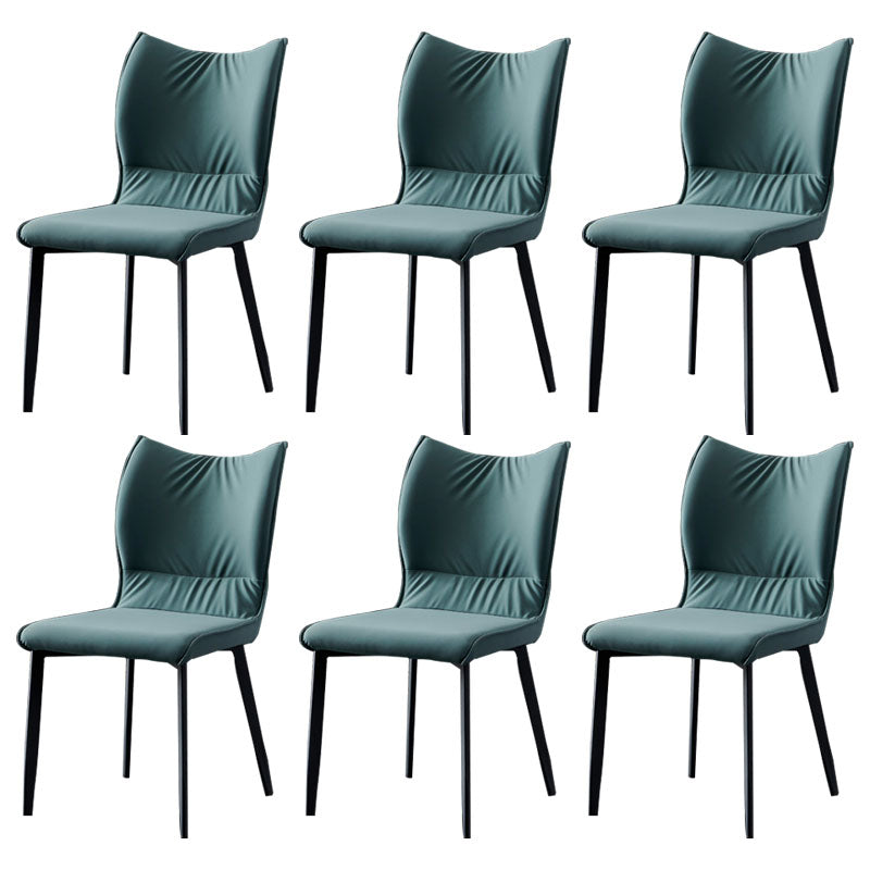 Contemporary PU Leather Dining Chairs Armless Solid Back Side Chairs for Home Use Green 6 Piece Set Clearhalo ' kitchen&dining_furn' 'Dining Chairs' 'Dining Tables & Seating' 'dining_chair' 'furn' 'furn_dining_chair' 'Furniture' 'furniture_dining_chair' 'Kitchen & Dining Furniture' 'kitchen' 4096320