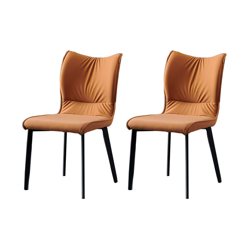 Contemporary PU Leather Dining Chairs Armless Solid Back Side Chairs for Home Use Yellow 2 Piece Set Clearhalo ' kitchen&dining_furn' 'Dining Chairs' 'Dining Tables & Seating' 'dining_chair' 'furn' 'furn_dining_chair' 'Furniture' 'furniture_dining_chair' 'Kitchen & Dining Furniture' 'kitchen' 4096321