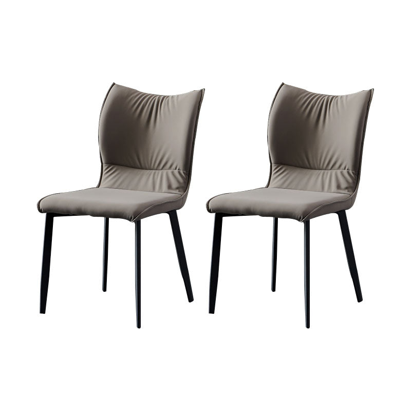 Contemporary PU Leather Dining Chairs Armless Solid Back Side Chairs for Home Use Dark Gray 2 Piece Set Clearhalo ' kitchen&dining_furn' 'Dining Chairs' 'Dining Tables & Seating' 'dining_chair' 'furn' 'furn_dining_chair' 'Furniture' 'furniture_dining_chair' 'Kitchen & Dining Furniture' 'kitchen' 4096328