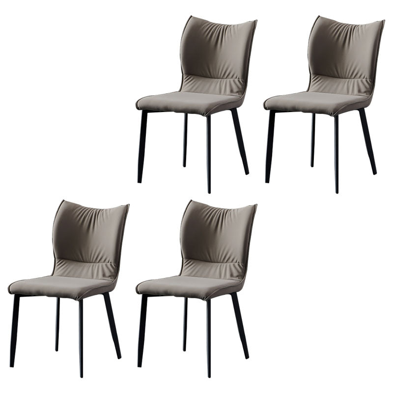 Contemporary PU Leather Dining Chairs Armless Solid Back Side Chairs for Home Use Dark Gray 4 Piece Set Clearhalo ' kitchen&dining_furn' 'Dining Chairs' 'Dining Tables & Seating' 'dining_chair' 'furn' 'furn_dining_chair' 'Furniture' 'furniture_dining_chair' 'Kitchen & Dining Furniture' 'kitchen' 4096330