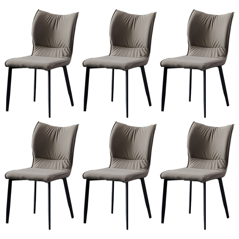 Contemporary PU Leather Dining Chairs Armless Solid Back Side Chairs for Home Use Dark Gray 6 Piece Set Clearhalo ' kitchen&dining_furn' 'Dining Chairs' 'Dining Tables & Seating' 'dining_chair' 'furn' 'furn_dining_chair' 'Furniture' 'furniture_dining_chair' 'Kitchen & Dining Furniture' 'kitchen' 4096331