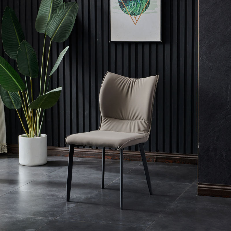 Contemporary PU Leather Dining Chairs Armless Solid Back Side Chairs for Home Use Clearhalo ' kitchen&dining_furn' 'Dining Chairs' 'Dining Tables & Seating' 'dining_chair' 'furn' 'furn_dining_chair' 'Furniture' 'furniture_dining_chair' 'Kitchen & Dining Furniture' 'kitchen' 4096332