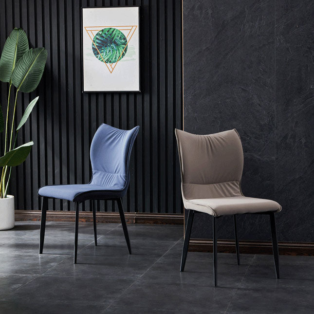 Contemporary PU Leather Dining Chairs Armless Solid Back Side Chairs for Home Use Clearhalo ' kitchen&dining_furn' 'Dining Chairs' 'Dining Tables & Seating' 'dining_chair' 'furn' 'furn_dining_chair' 'Furniture' 'furniture_dining_chair' 'Kitchen & Dining Furniture' 'kitchen' 4096334