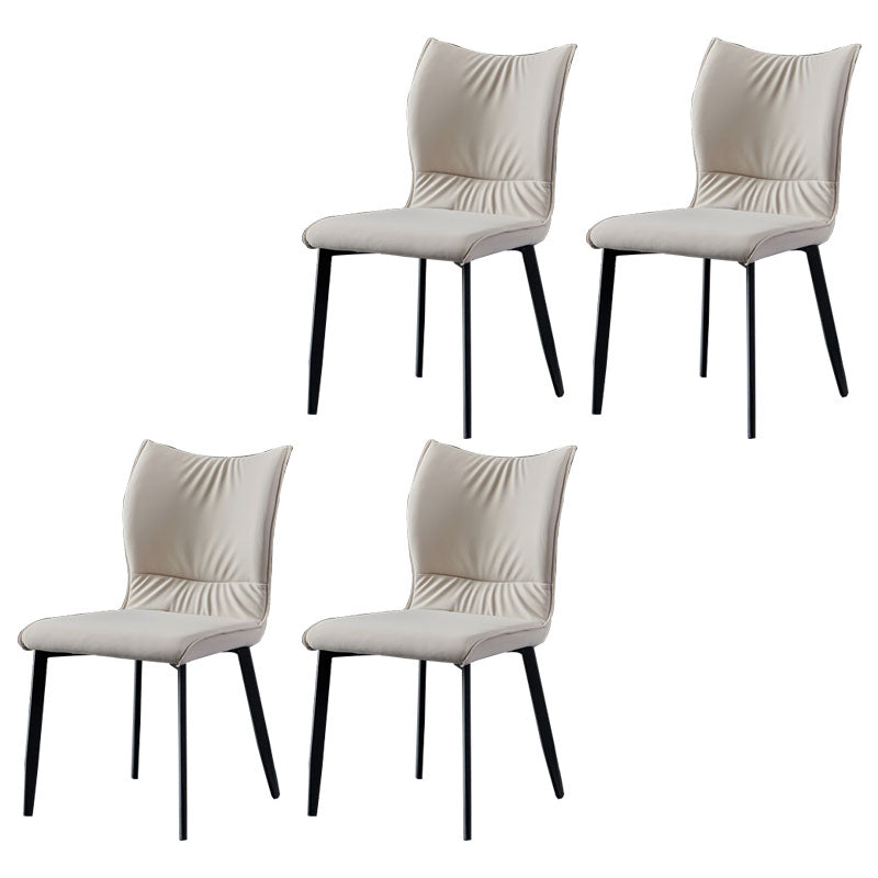 Contemporary PU Leather Dining Chairs Armless Solid Back Side Chairs for Home Use Light Gray 4 Piece Set Clearhalo ' kitchen&dining_furn' 'Dining Chairs' 'Dining Tables & Seating' 'dining_chair' 'furn' 'furn_dining_chair' 'Furniture' 'furniture_dining_chair' 'Kitchen & Dining Furniture' 'kitchen' 4096335