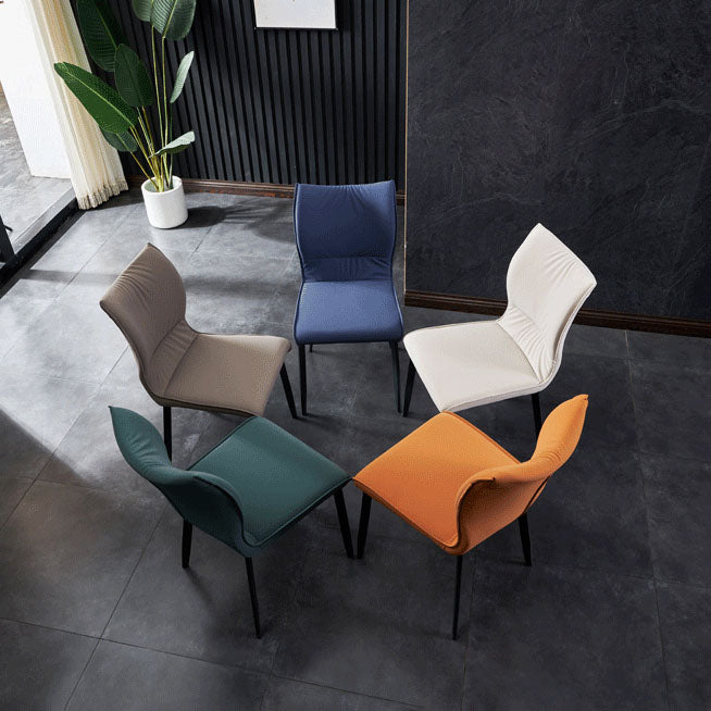 Contemporary PU Leather Dining Chairs Armless Solid Back Side Chairs for Home Use Clearhalo ' kitchen&dining_furn' 'Dining Chairs' 'Dining Tables & Seating' 'dining_chair' 'furn' 'furn_dining_chair' 'Furniture' 'furniture_dining_chair' 'Kitchen & Dining Furniture' 'kitchen' 4096336